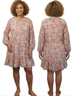 VICI Chiffon Paisley Print Tiered Boho Dress - Size XL